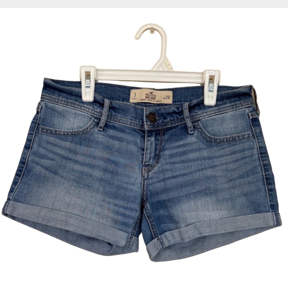 Hollister Medium Blue Denim Rolled-Hem Jean Shorts Size 3
